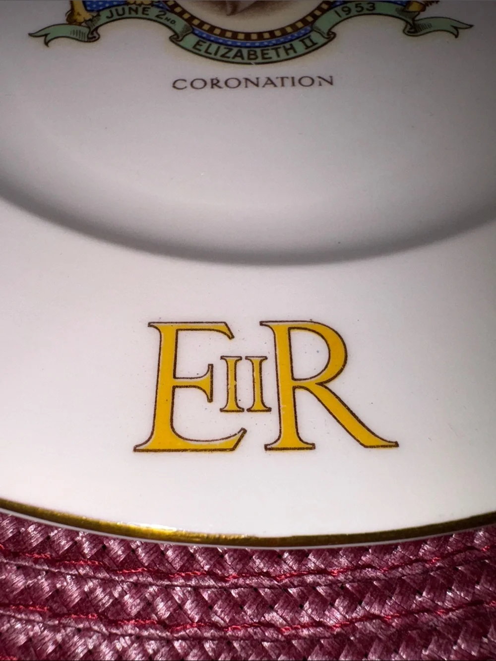 Commemorative Queen Elizabeth II White and Gold Coronation Dinner Plate 8”